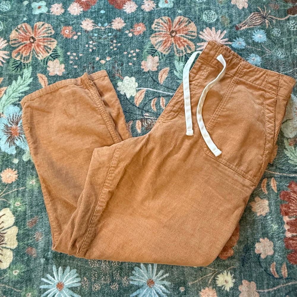 J.Crew Re-Imagined Corduroy Drawstring Pants XL Camel Brown Straight Leg Cotton